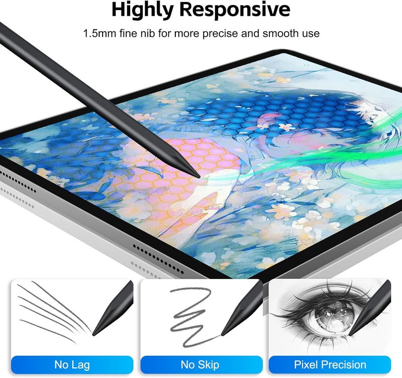 Aspaper Stylus Pen for iPad 2025-2018 with 13mins Fast Charge,Tilt Sensitive Palm Rejection Pencil for 11th A16,10th/9th/8th/7th/6th, Air 11/13 M2/M3,Pro 11/13 M4/M5,Pro 12.9“,Air 5/4/3,Mini 7/6/5 - Image 3